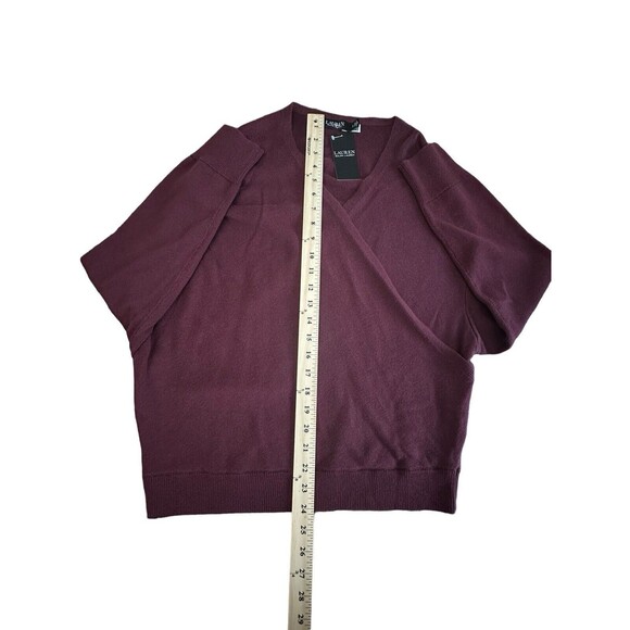 NWT Lauren Ralph Lauren Black Label L Burgundy Cross Wrap Slouchy Sweater #Q6-8 - Picture 7 of 12